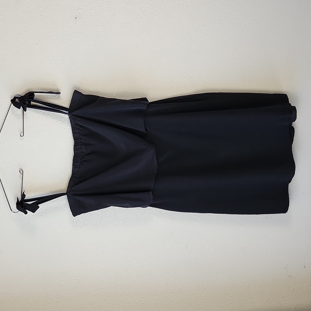 Madewell Silk Black Mini Dress with Shoulder Ties Size 14